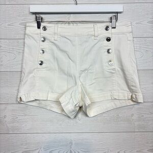 American Eagle Outfitters Cream Jean Shorts with Button Accents
